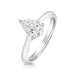 9ct White Gold 1.00ct Certified Pear-Cut Lab-Grown Diamond Ring