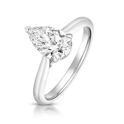 9ct White Gold 1.50ct Certified Pear-Cut Lab-Grown Diamond Ring