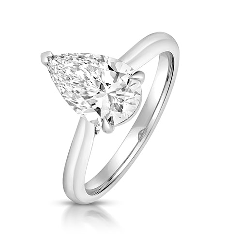9ct White Gold 2.00ct Certified Pear-Cut Lab-Grown Diamond Ring