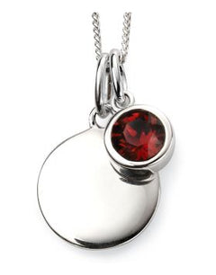 January Birthstone and Engravable Disc Necklace