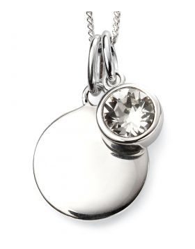 April Birthstone and Engravable Disc Necklace