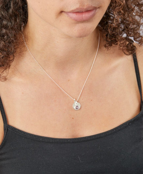 June Birthstone and Engravable Disc Necklace